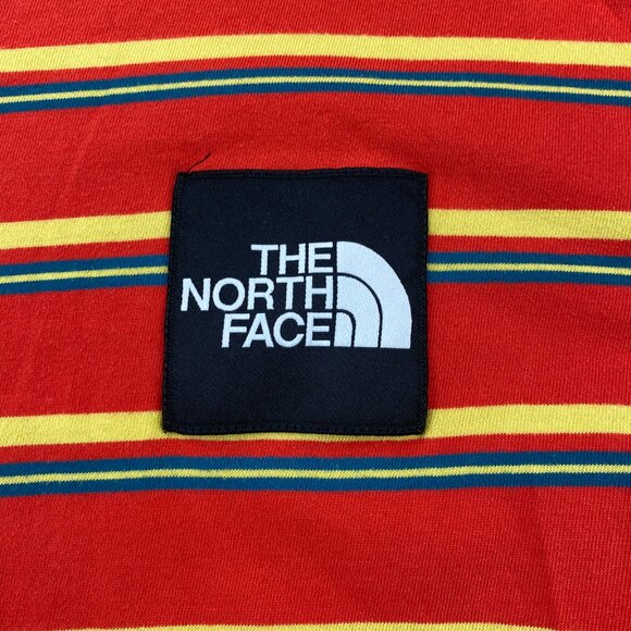The North Face Shirt Men Medium M Orange Yellow Stripes Long Sleeve T-Shirt - Picture 2 of 9